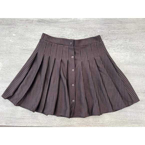 Zara Other - Zara Girls Brown Houndstooth Pleated Mini Skirt Button Front Size 11-12 152cm